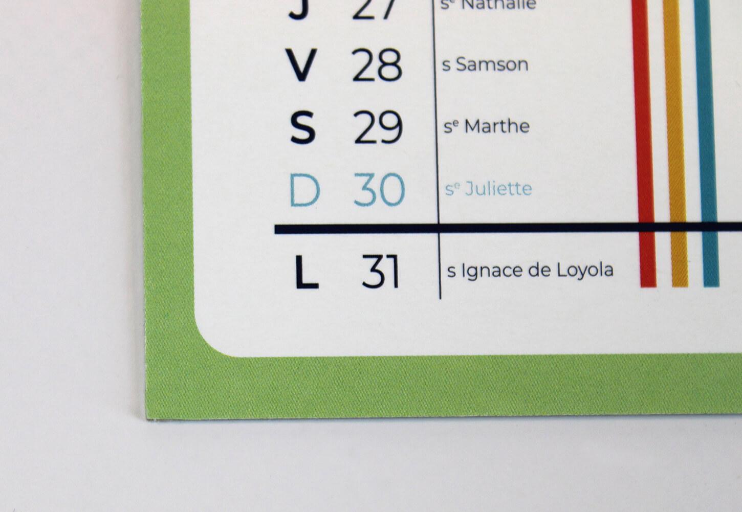 Calendrier imprimé ITF